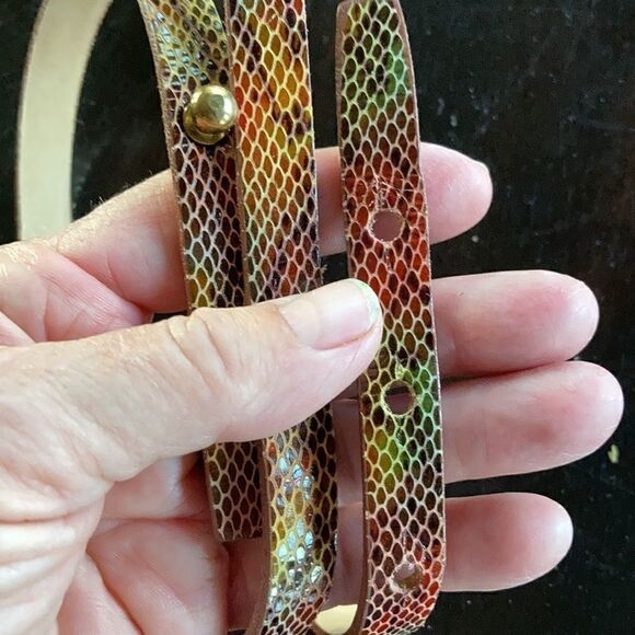 DKNY Italian calf animal print Reptile print luxury Skinny belt Medium 36.25” - Picture 8 of 11